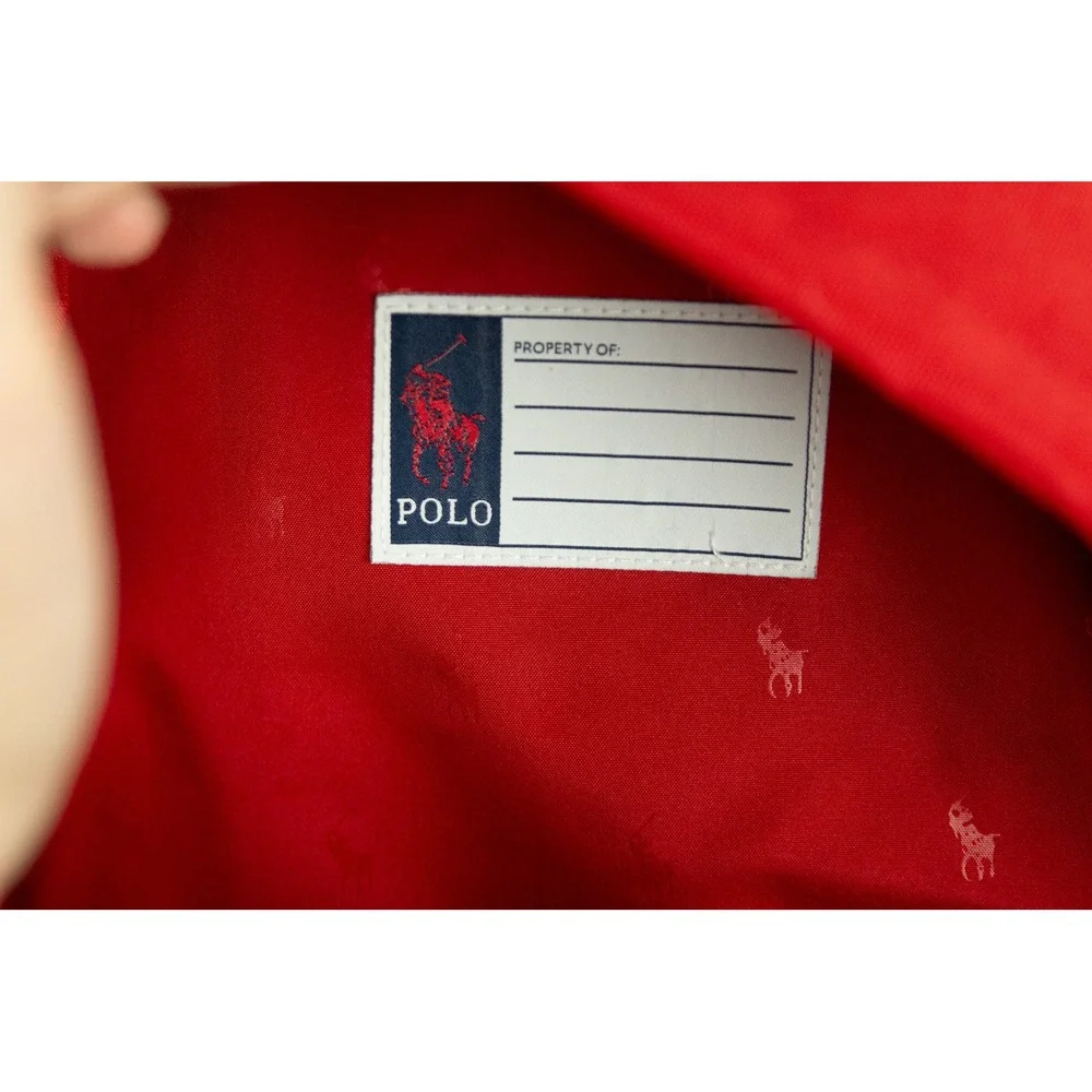 Polo Ralph Lauren Red Canvas Backpack Blue Pony Logo School Bag 9AR151-R2Z NWT